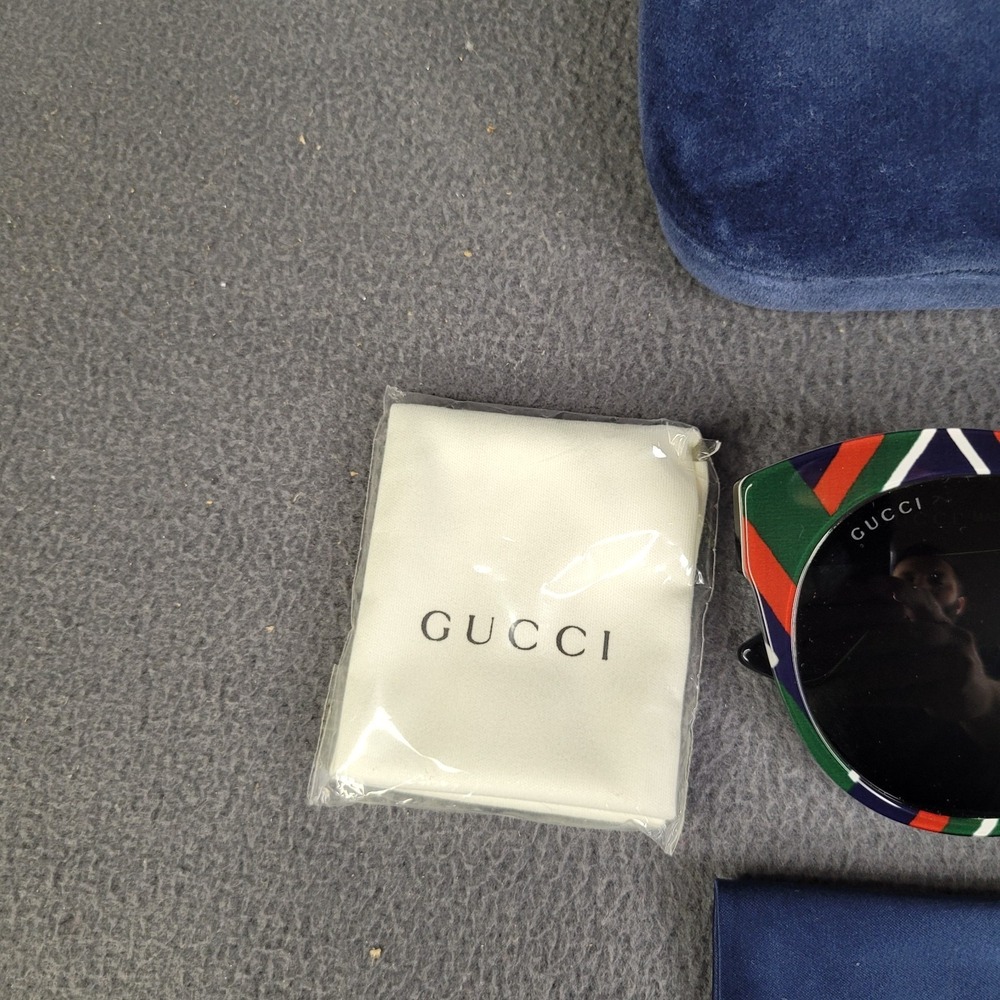Gucci 2016 Sunglasses Black Green Tiger Oversized Square GG 0028S 010 - Picture 2 of 16